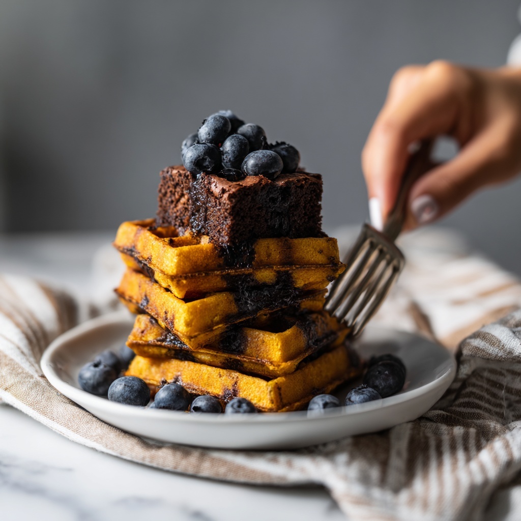 Chicken Waffles with Blueberry Syrup Recipe - Recipe Image