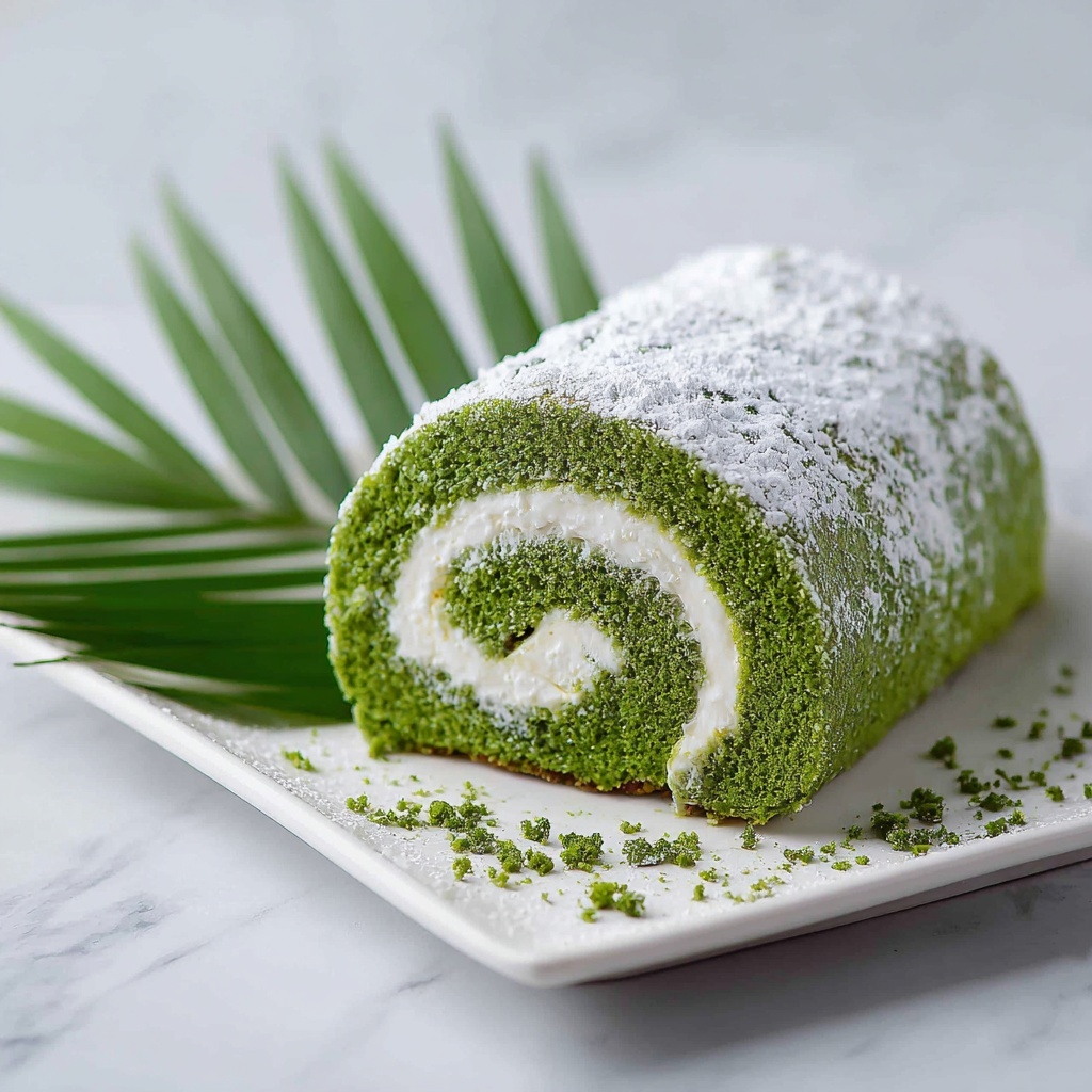 Pandan Swiss Roll with Coconut Cream Filling Recipe - Recipe Image