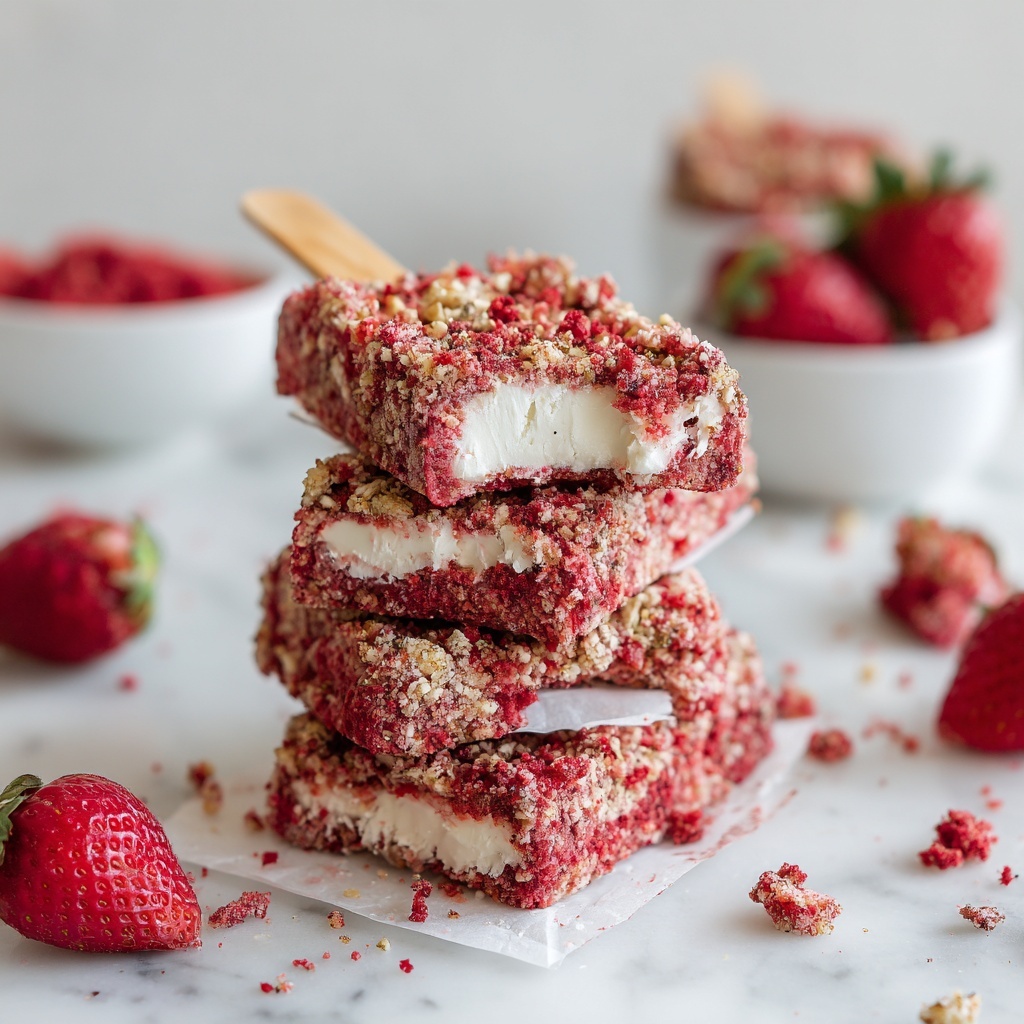 Vegan Strawberry Shortcake Ice Cream Bars Recipe - Recipe Image