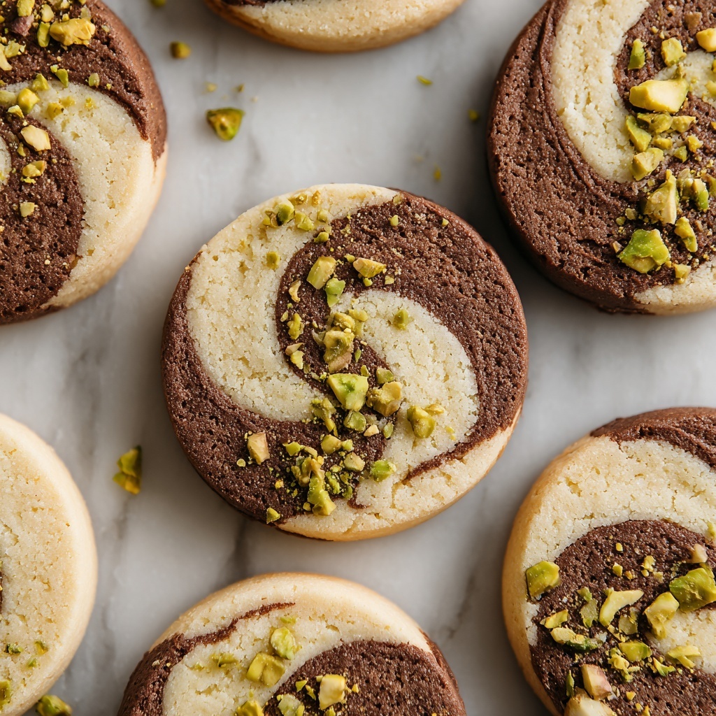 Melt-in-Your-Mouth Coffee Butter Cookies with Chocolate and Pistachios Recipe - Recipe Image