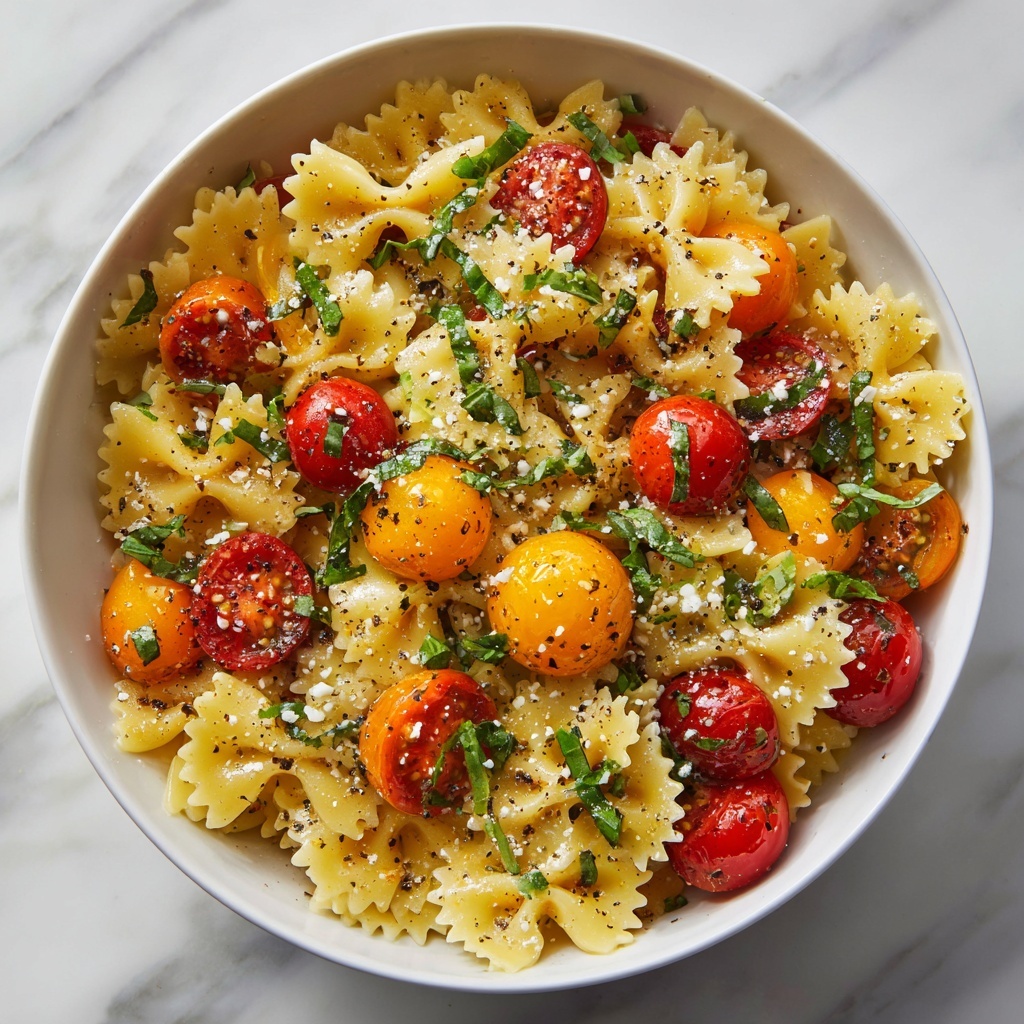 Bruschetta Pasta Salad with Cherry Tomatoes, Mini Mozzarella, and Crunchy Sourdough Breadcrumbs Recipe - Recipe Image