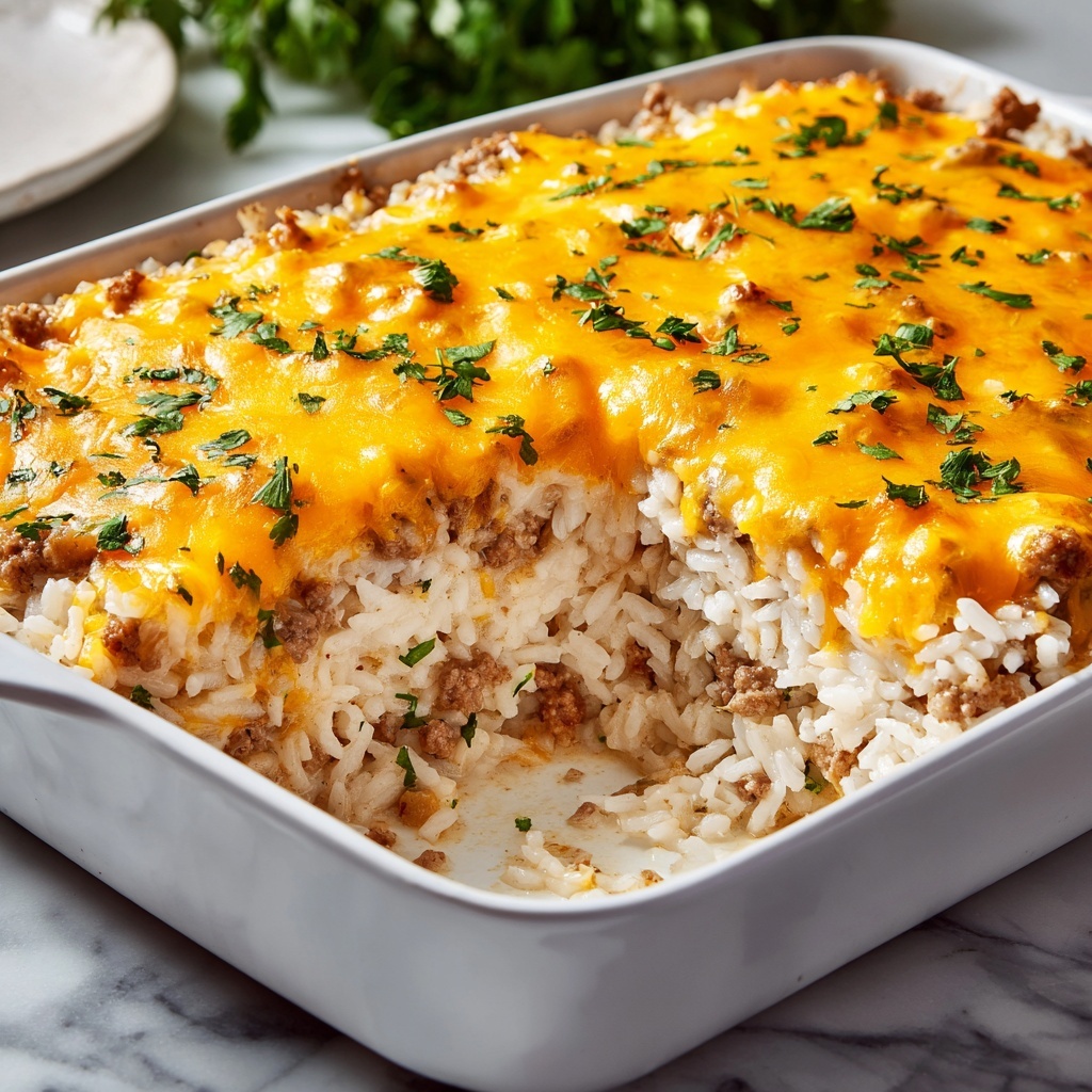 Cheddar-Crusted Ground Beef and Rice Casserole Recipe - Recipe Image