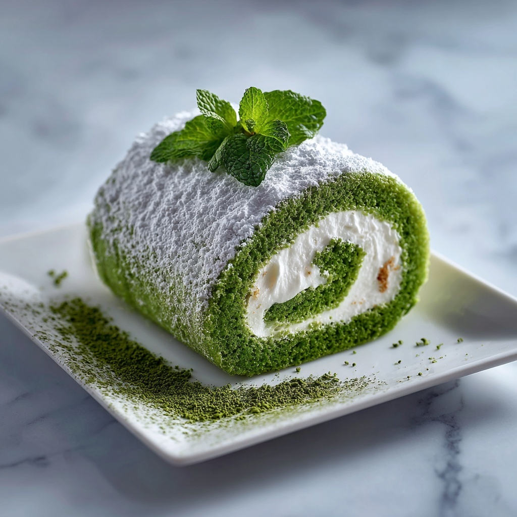 Matcha Swiss Roll Cake Recipe - Recipe Image