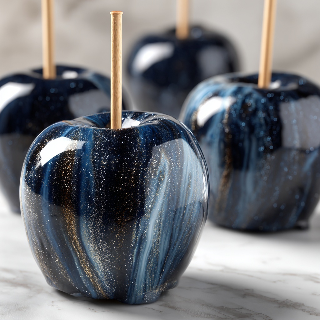 Spooky Black Swirl Candy Apples Recipe - Recipe Image