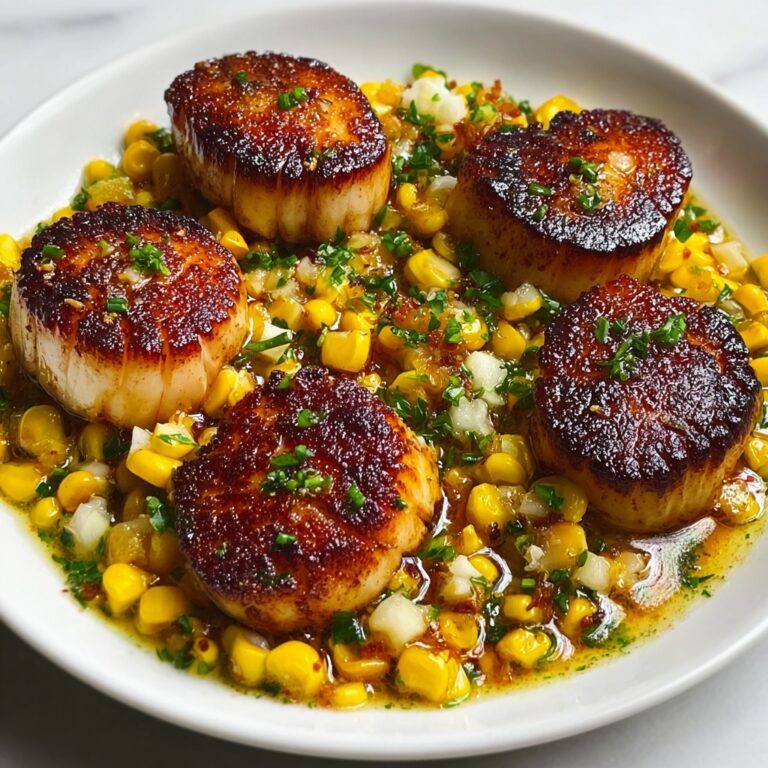 Scallops with Fresh Corn Chimichurri Recipe