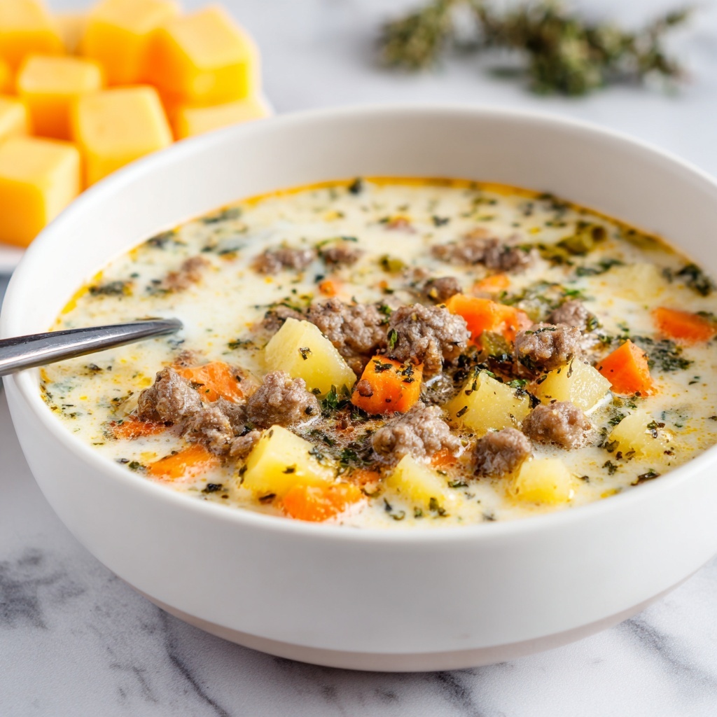 Easy Slow Cooker Cheeseburger Soup Recipe - Recipe Image