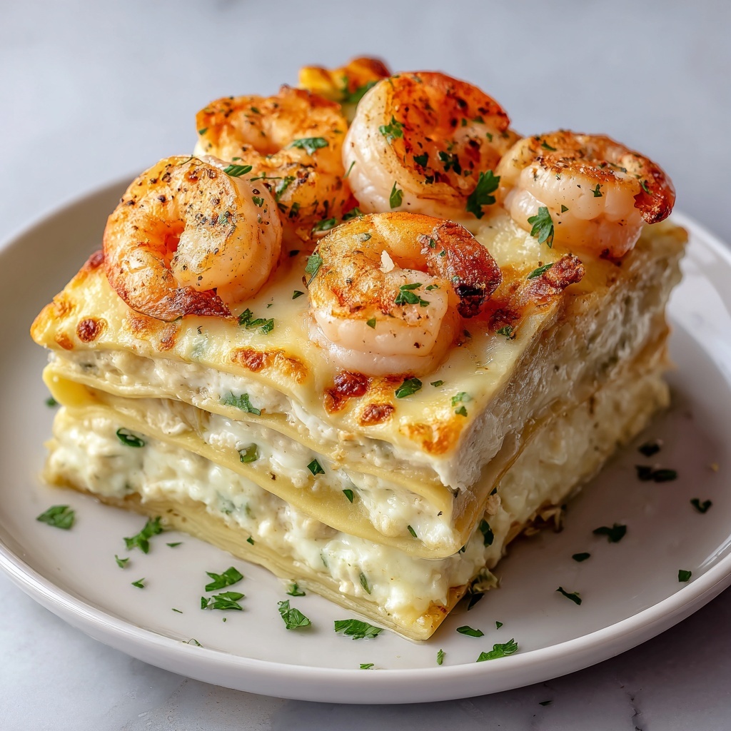 Garlic Butter Shrimp Scampi Lasagna Recipe - Recipe Image