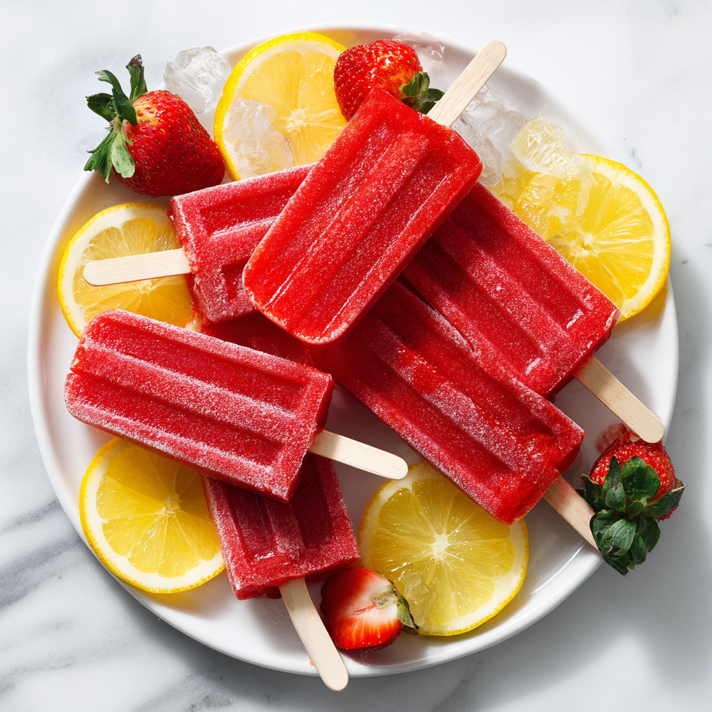 Strawberry Lemonade Popsicles Recipe - Recipe Image