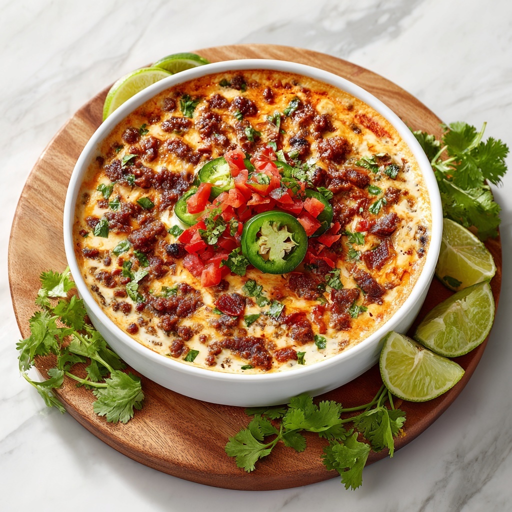 Smoked Queso Dip with Ground Beef and Spicy Peppers Recipe - Recipe Image