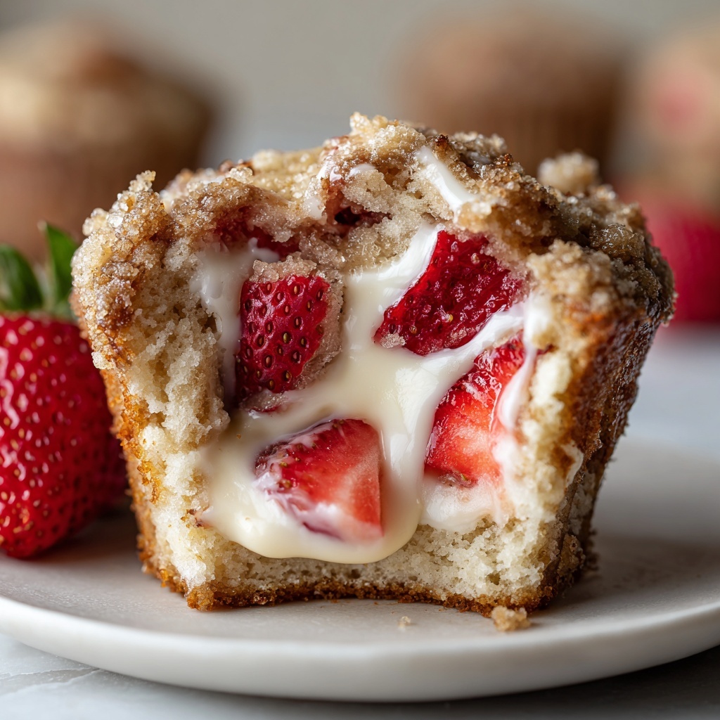 Strawberry Cream Cheese Breakfast Muffins with Fresh Strawberries Recipe - Recipe Image