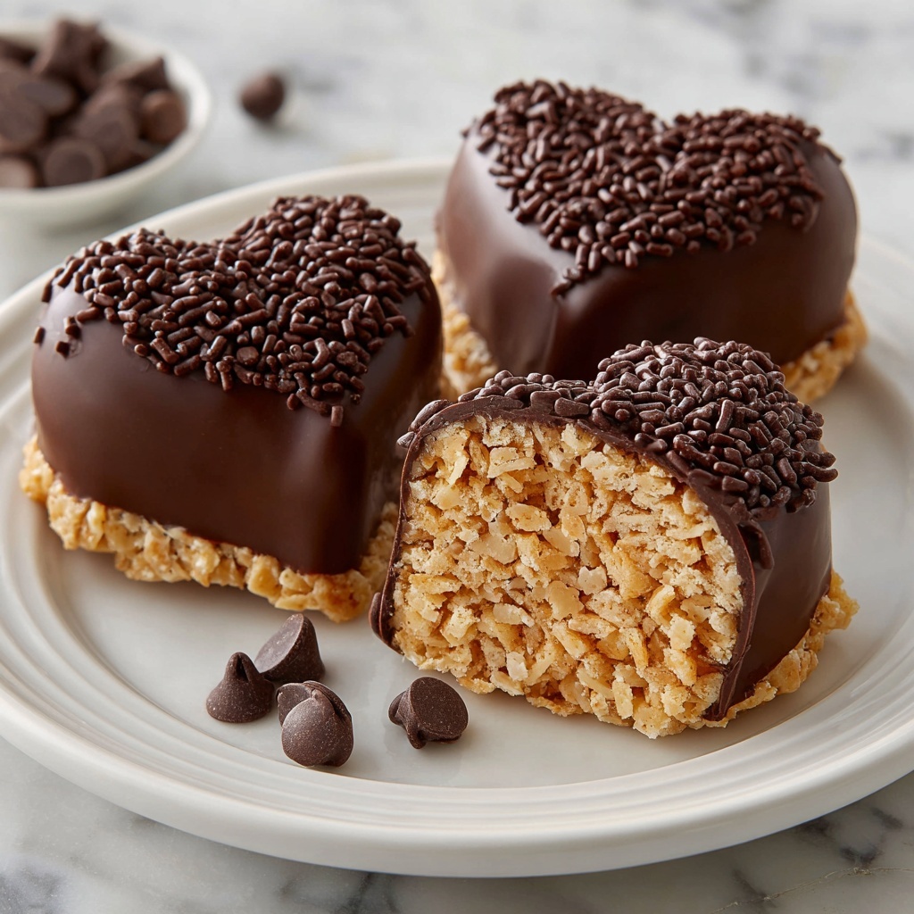 Chocolate Dipped Heart-Shaped Rice Krispie Treats Recipe - Recipe Image