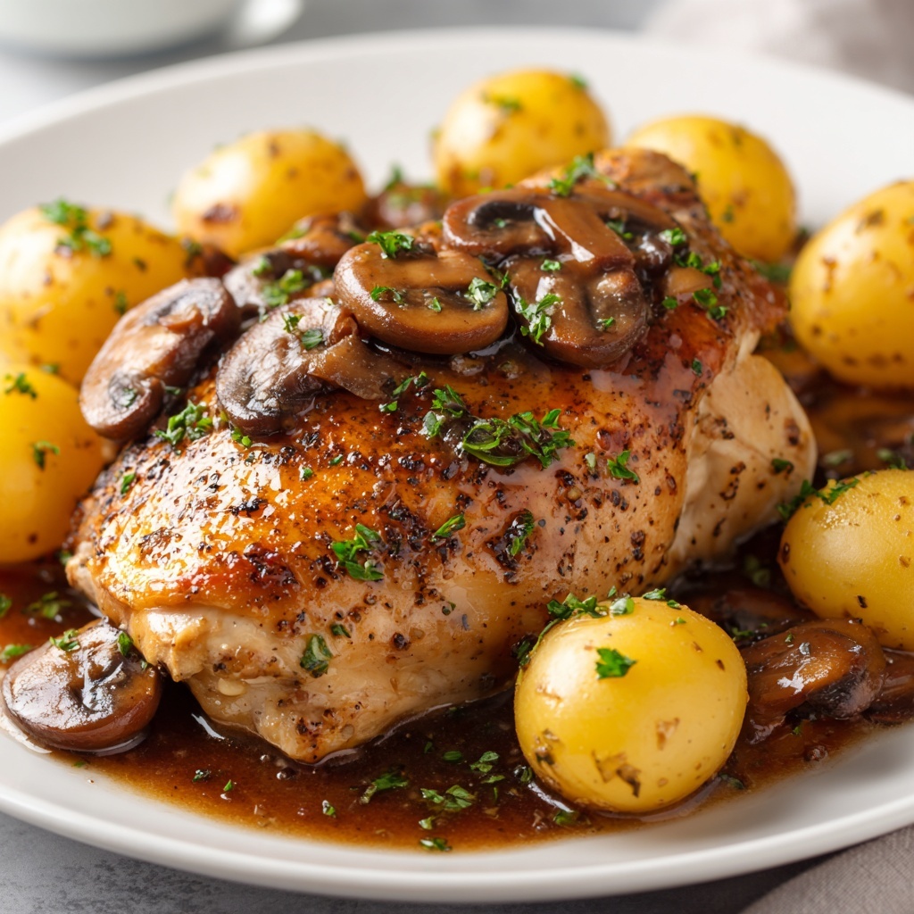 Savory Chicken with Mushrooms and Potatoes Recipe - Recipe Image