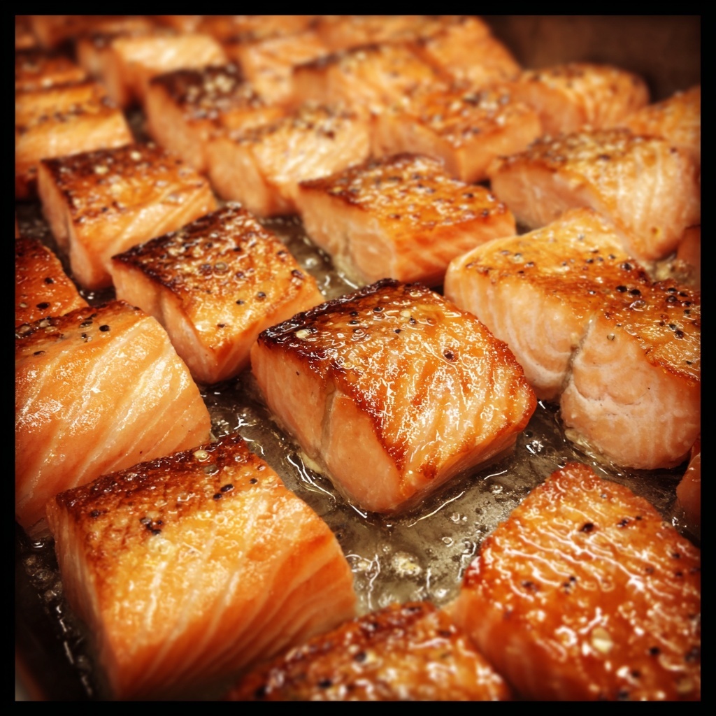 Pan-Seared Salmon Bites with Soy, Honey, and Sriracha Recipe - Recipe Image
