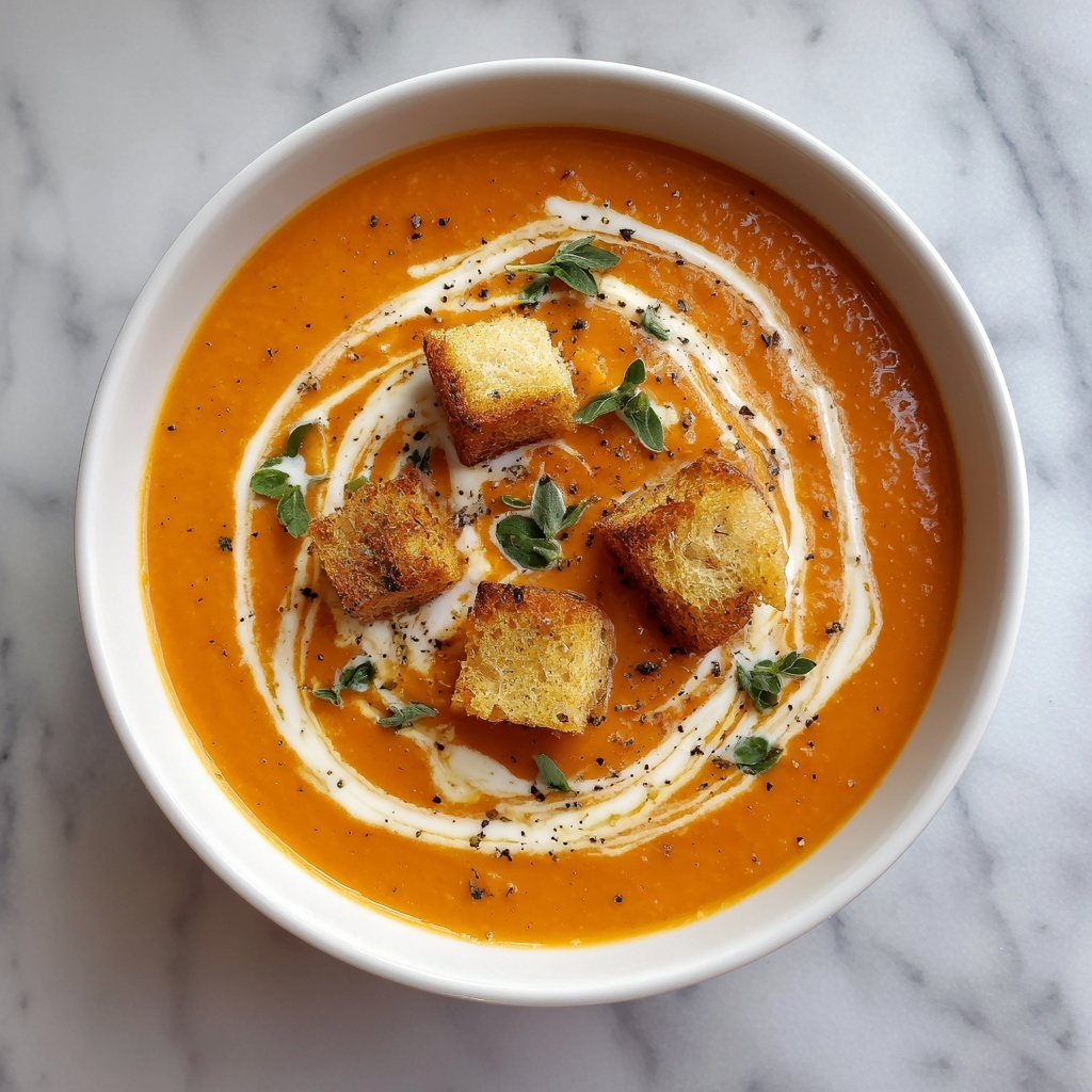 Creamy Butternut Squash Soup with Garlic Herb Croutons Recipe - Recipe Image
