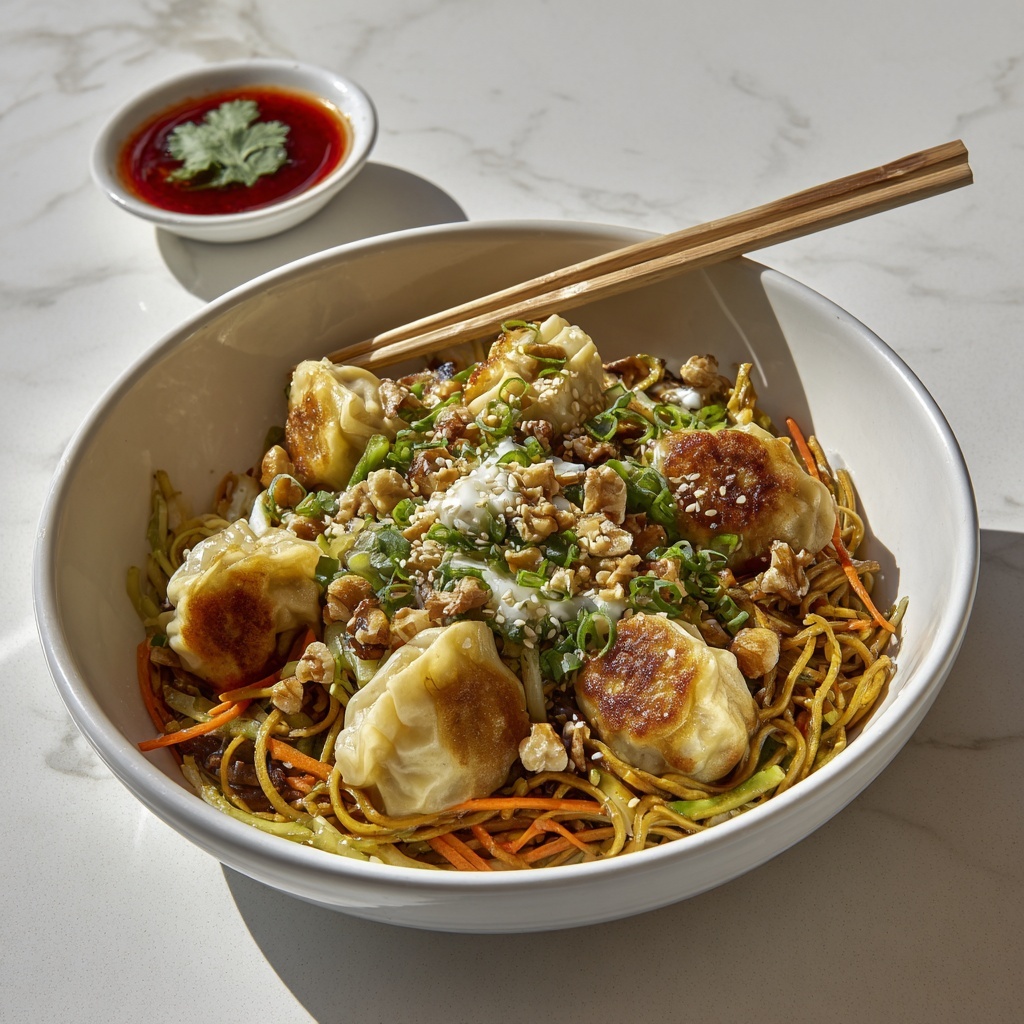 Potsticker Noodle Bowls with Vegetables and Broth Recipe - Recipe Image