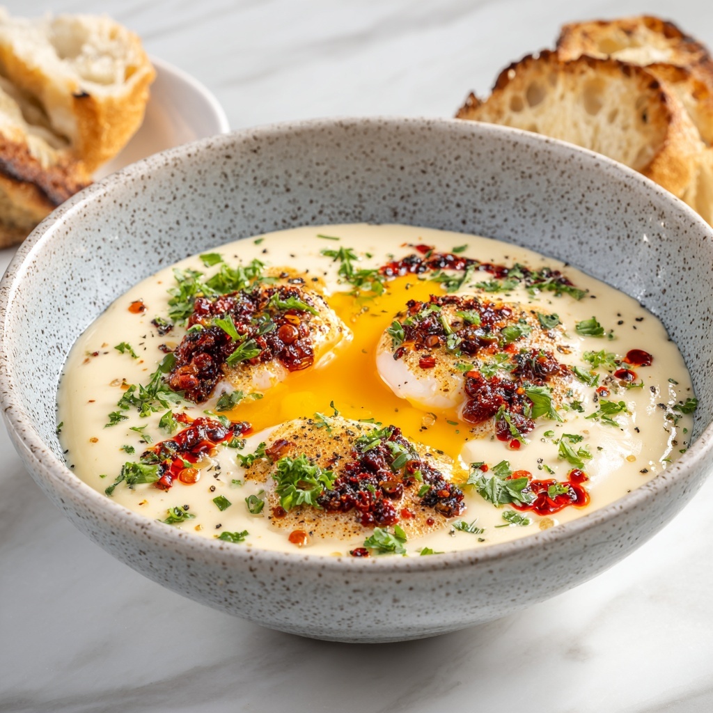 Turkish Eggs with Creamy Herbed Yogurt and Spiced Butter Sauce Recipe - Recipe Image