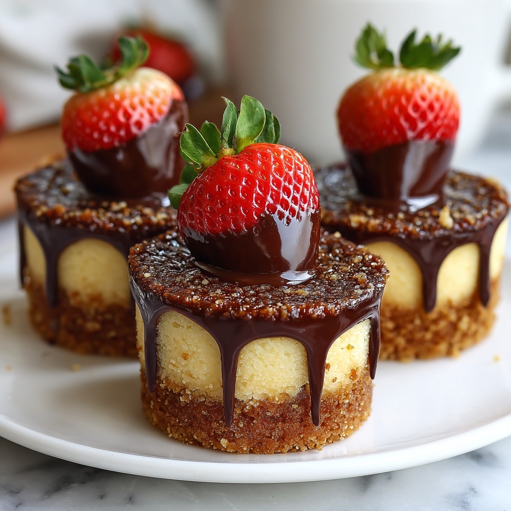 Chocolate-Dipped Strawberry Mini Cheesecakes Recipe - Recipe Image