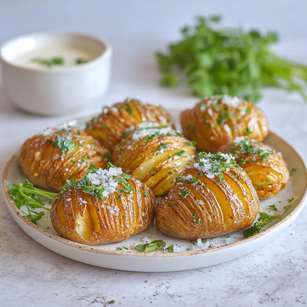 Hasselback Potatoes with Garlic, Herbs, and Parmesan Recipe - Recipe Image