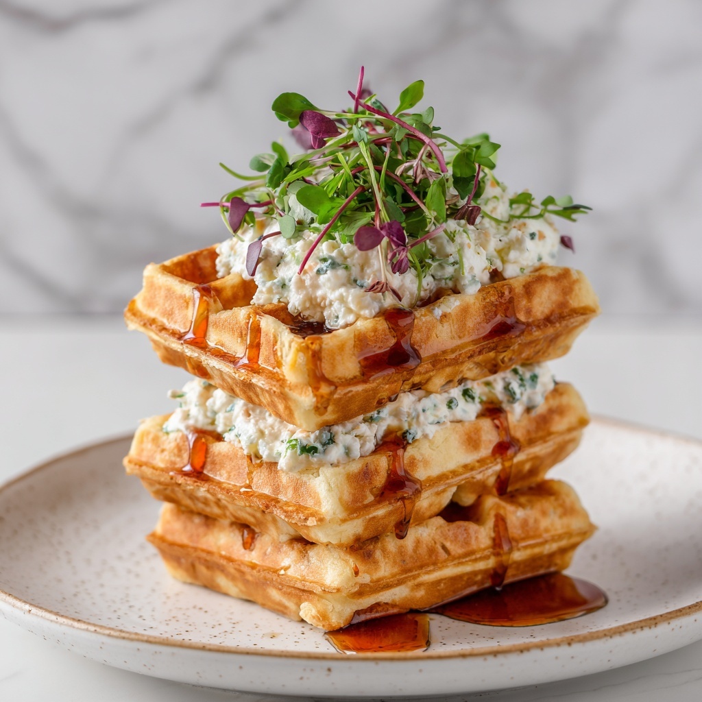 Savory Parmesan Waffle Sandwiches with Basil Ricotta Mousse Recipe - Recipe Image