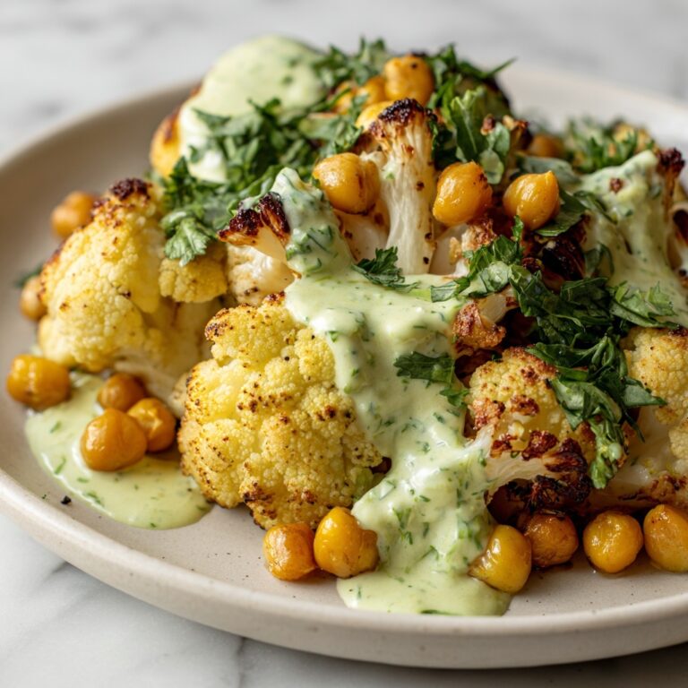 Roasted Cauliflower and Chickpeas with Herby Tahini Sauce Recipe