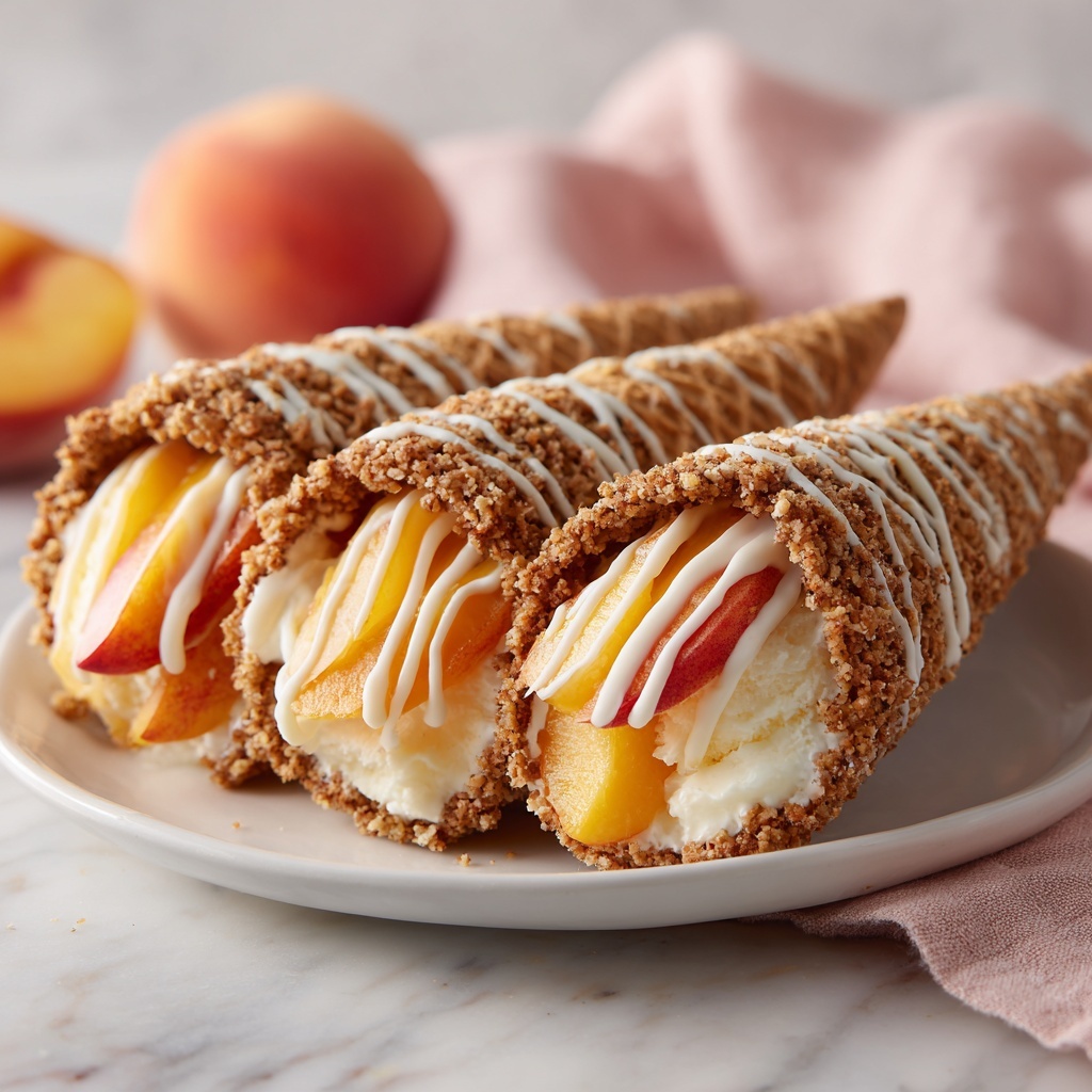 Peach Cobbler Cheesecake Cones Recipe - Recipe Image