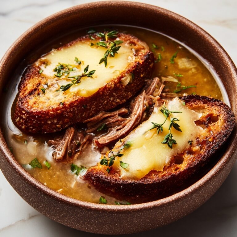 Savory French Onion Beef Short Rib Soup with Gruyère Toast Recipe