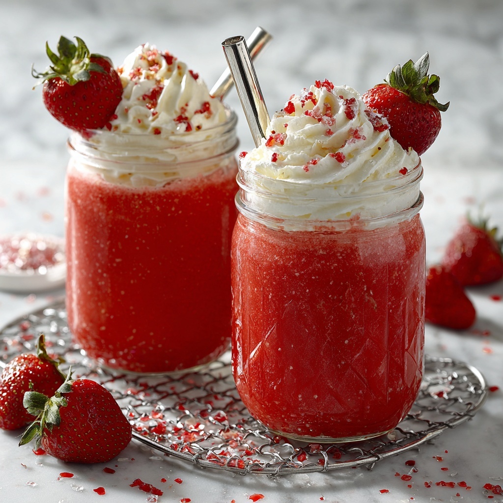 Strawberry Slushie with Vegan Italian Meringue Recipe - Recipe Image