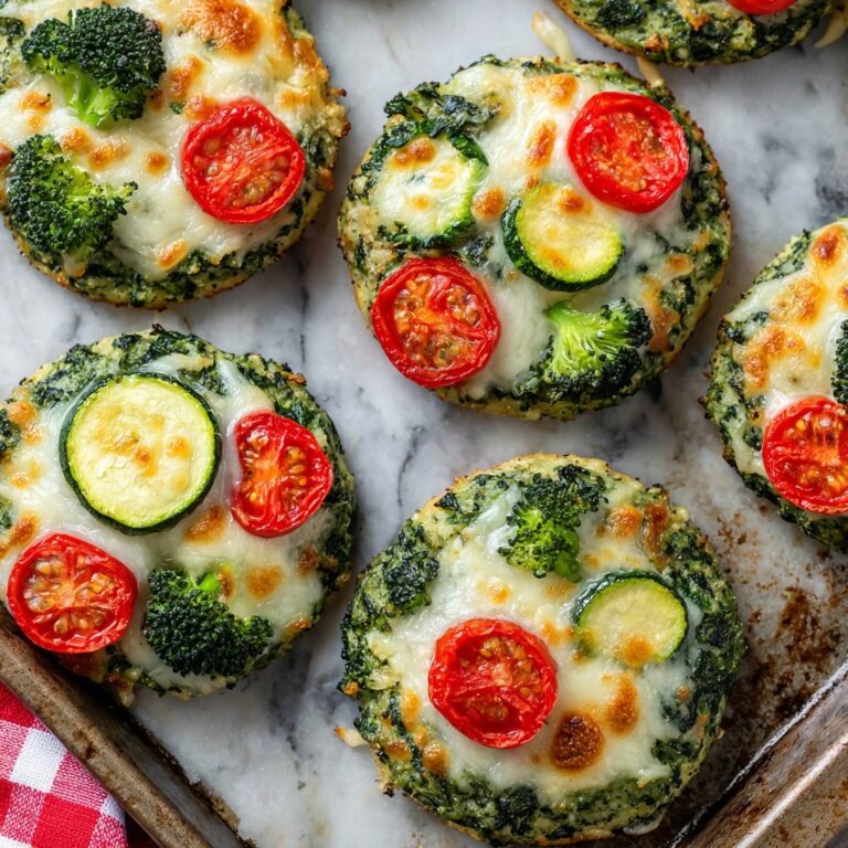 Mini Veggie Pizzas with Broccoli Crust Recipe