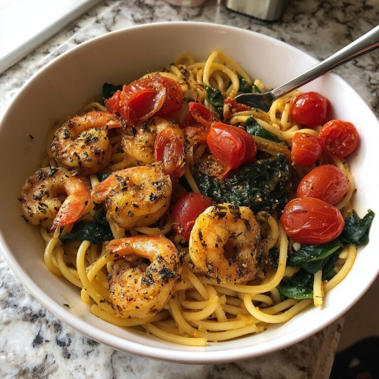 Shrimp Tomato Spinach Pasta in Garlic Butter Sauce Recipe