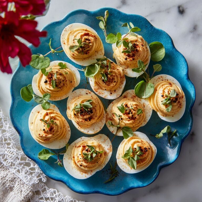 Grilled Deviled Eggs with Pickled Red Onions and Chives Recipe