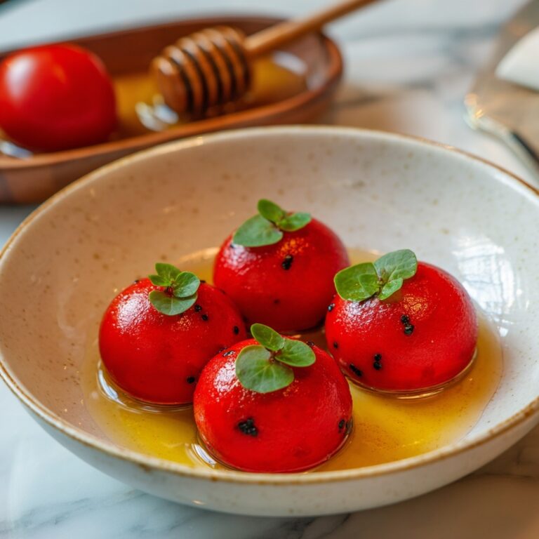 Strawberry Basil Sorbet with Honey Drizzle Recipe