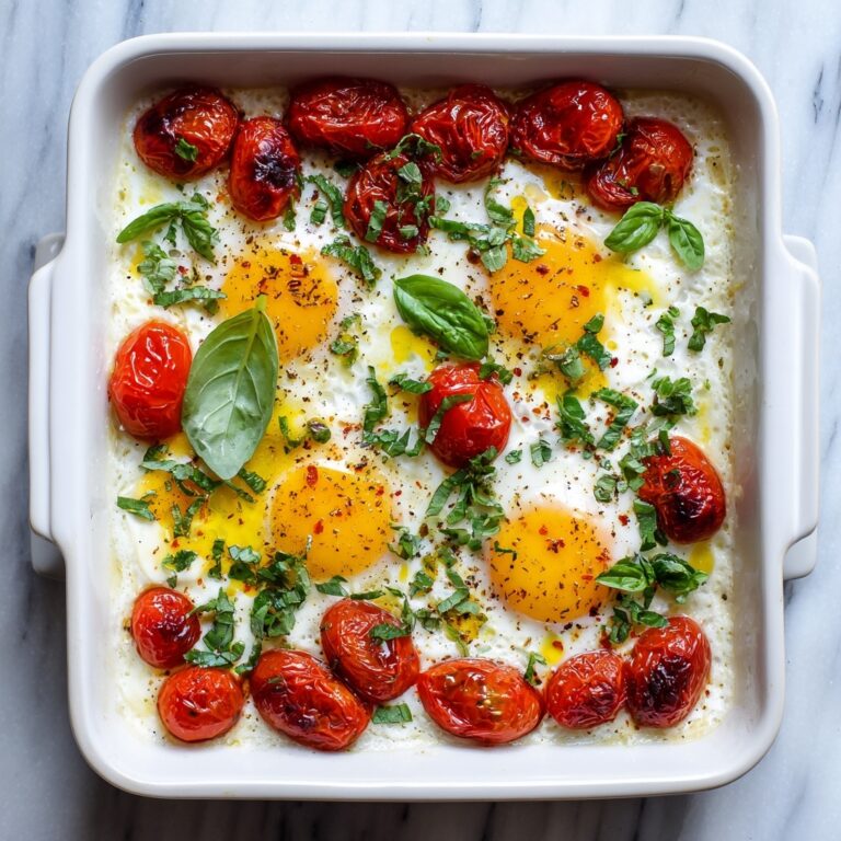 Breakfast Tomatoes Baked with Eggs and Fresh Basil Recipe