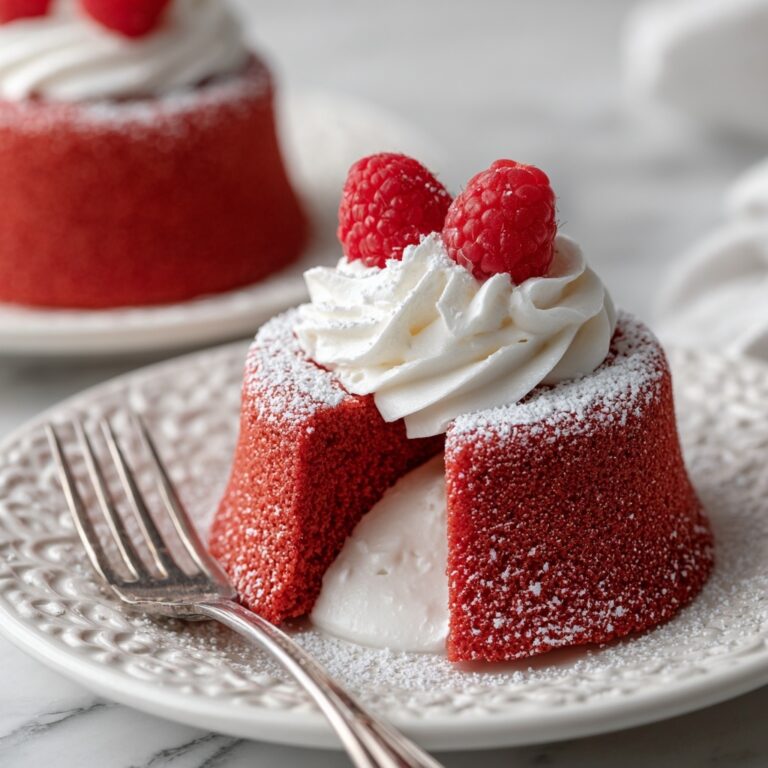 Irresistible Molten Red Velvet Cakes with Creamy Topping Recipe