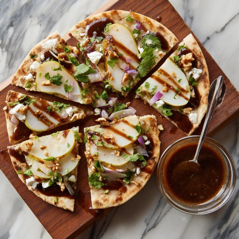 Pear, Walnut & Goat Cheese Flatbread with Honey Drizzle Recipe