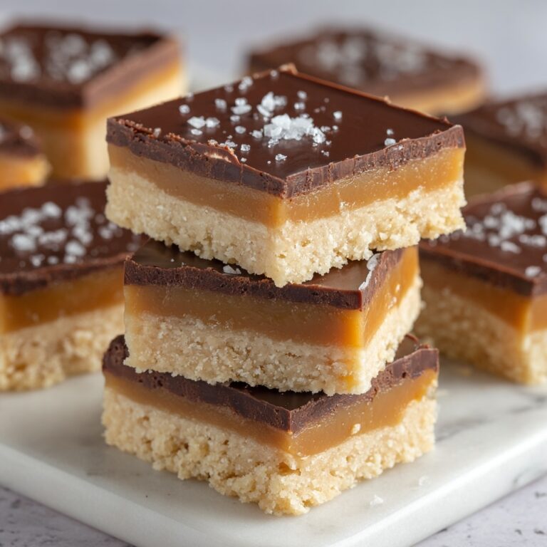 Peanut Butter Shortbread Bars with Caramel and Vegan Chocolate Topping Recipe
