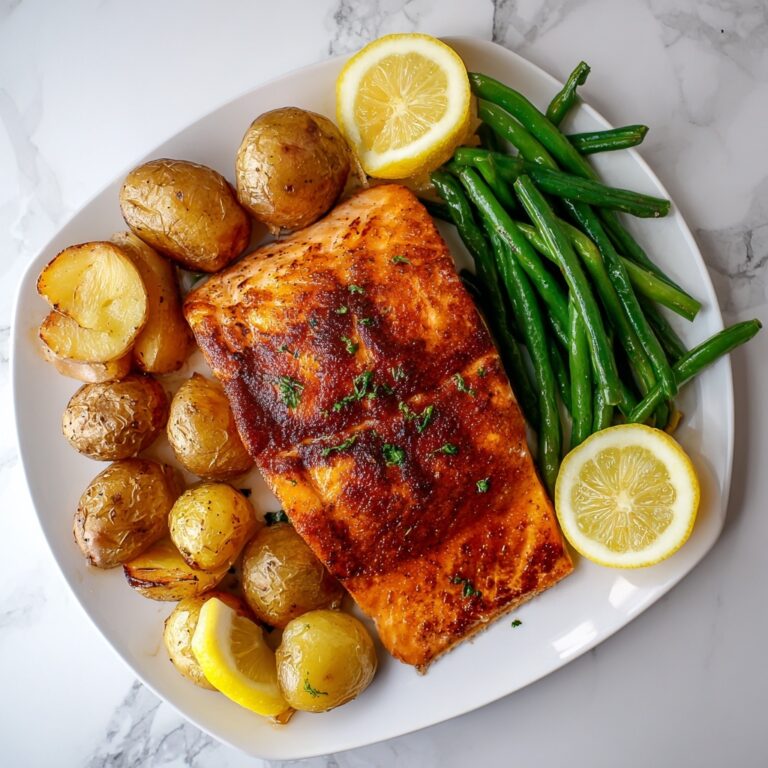 Lemon-Honey Baked Salmon with Green Beans and Baby Potatoes Recipe