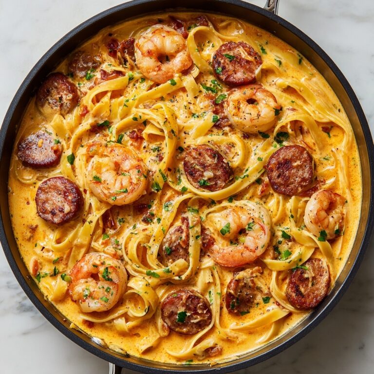 Garlic Butter Shrimp and Sausage Skillet Pasta Recipe