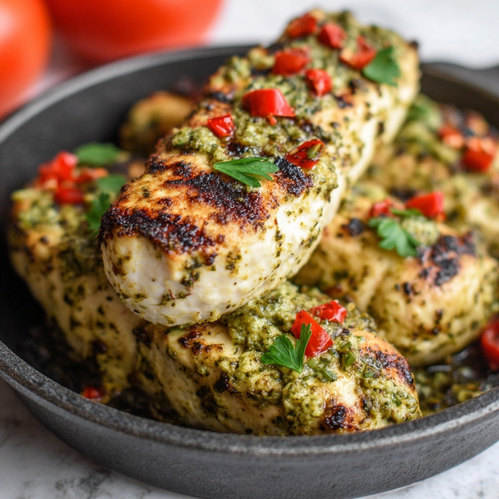 Italian Stuffed Chicken with Mozzarella, Basil Pesto, and Parmesan Recipe - Recipe Image