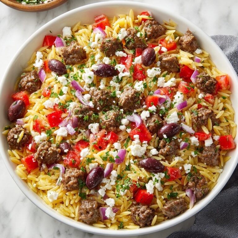 Greek Beef Orzo Pasta with Feta and Kalamata Olives Recipe