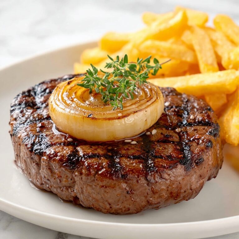 Ribeye Steak with Caramelized Onions and Crispy French Fries Recipe