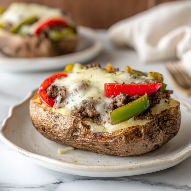 Chicken Cheesesteak Baked Potatoes Recipe