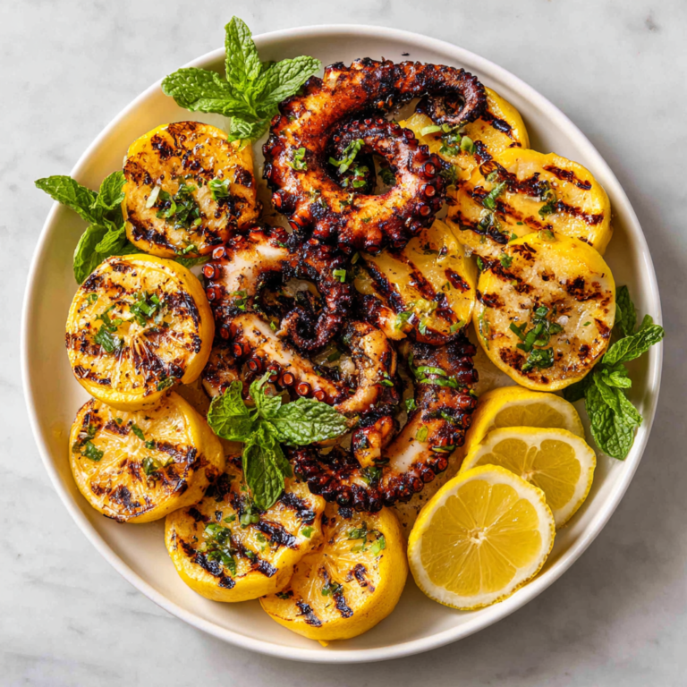 Grilled Octopus with Lemon, Garlic, and Parsley Recipe