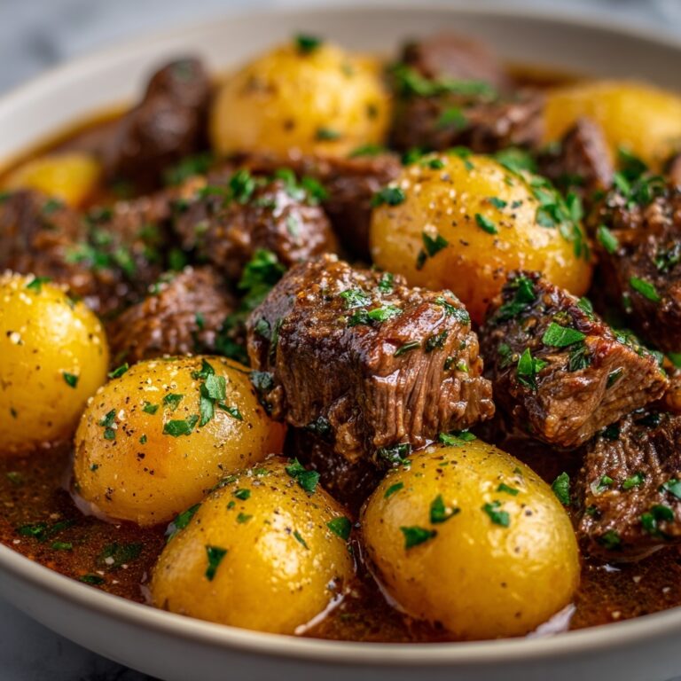 Slow Cooker Garlic Butter Beef Bites & Potatoes Recipe