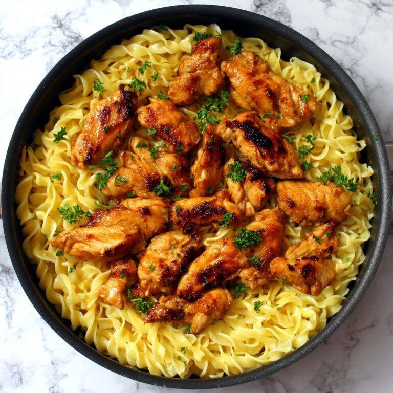Garlic Butter Chicken Bites with Savory Creamy Parmesan Pasta Recipe