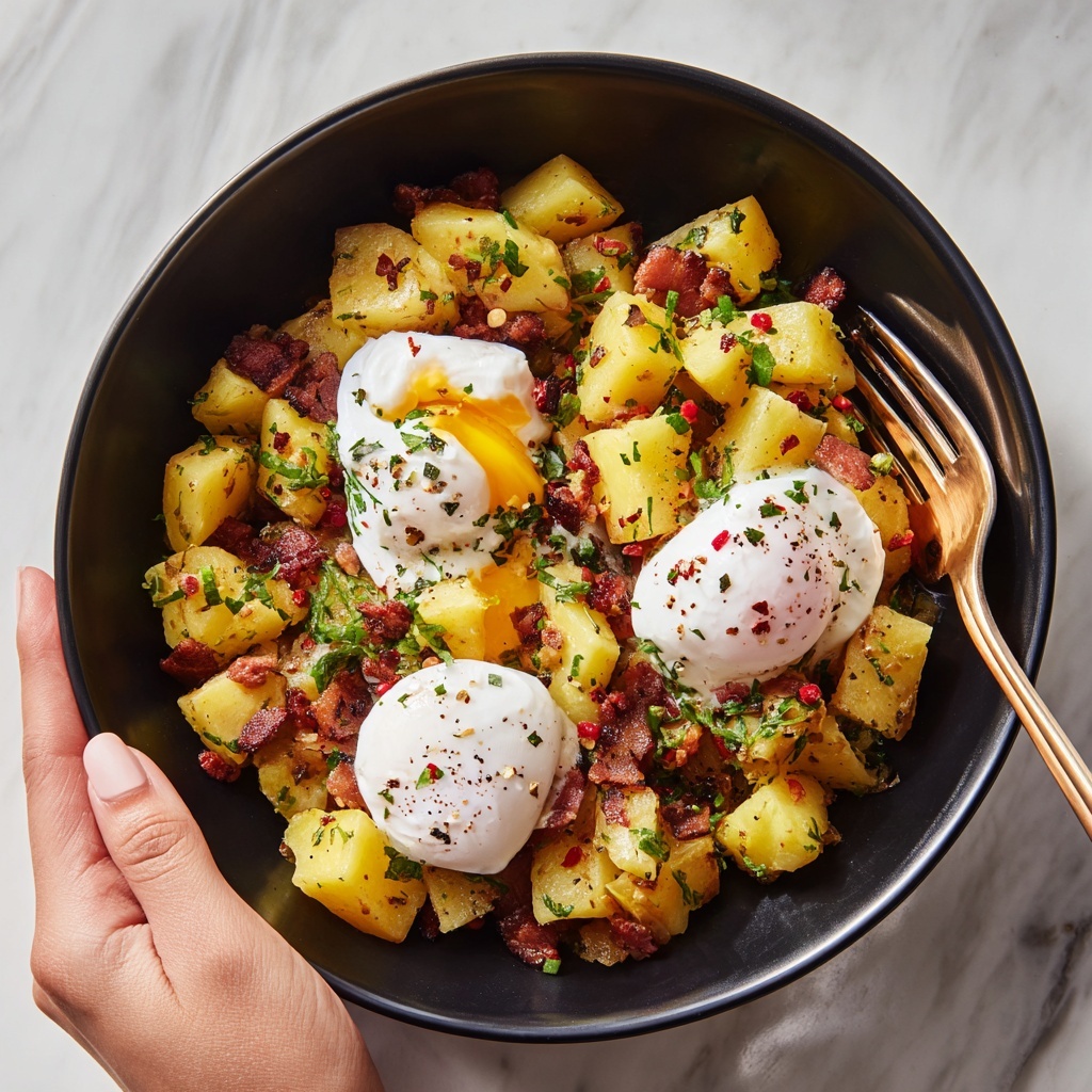 Potato Egg Scramble with Bell Peppers and Cheddar Recipe - Recipe Image
