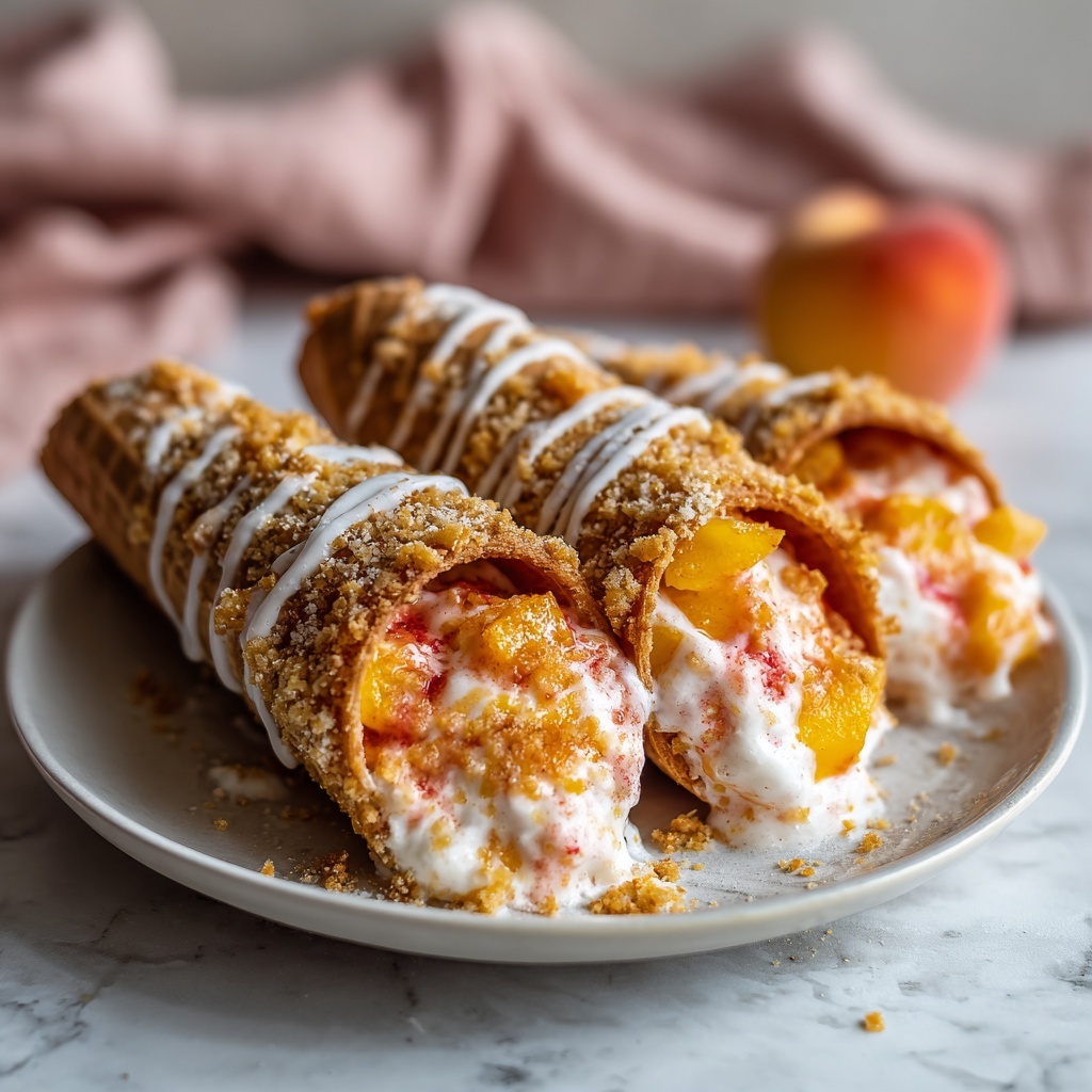 Peach Cobbler Cheesecake Cones Recipe - Recipe Image