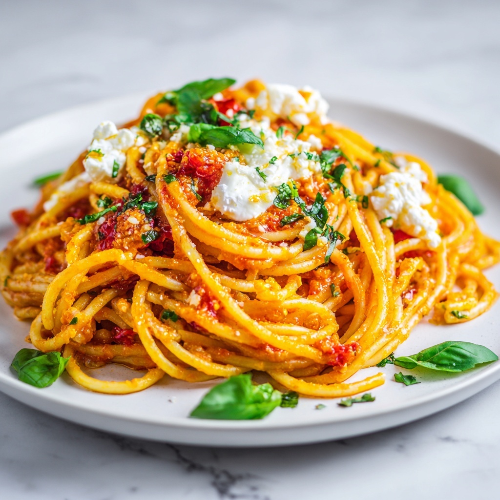 Creamy Chicken Spaghetti with Burrata Recipe - Recipe Image