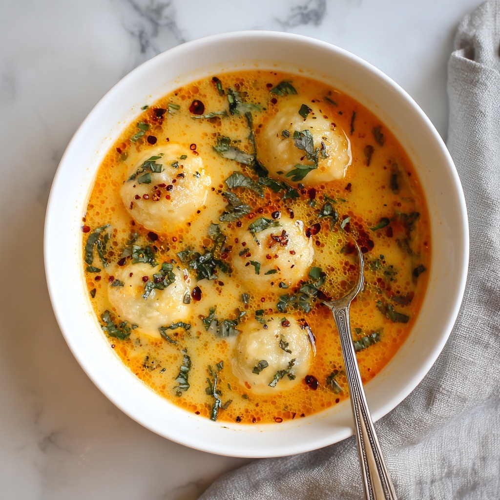 Warm Coconut Curry Soup with Vegan Dumplings Recipe - Recipe Image