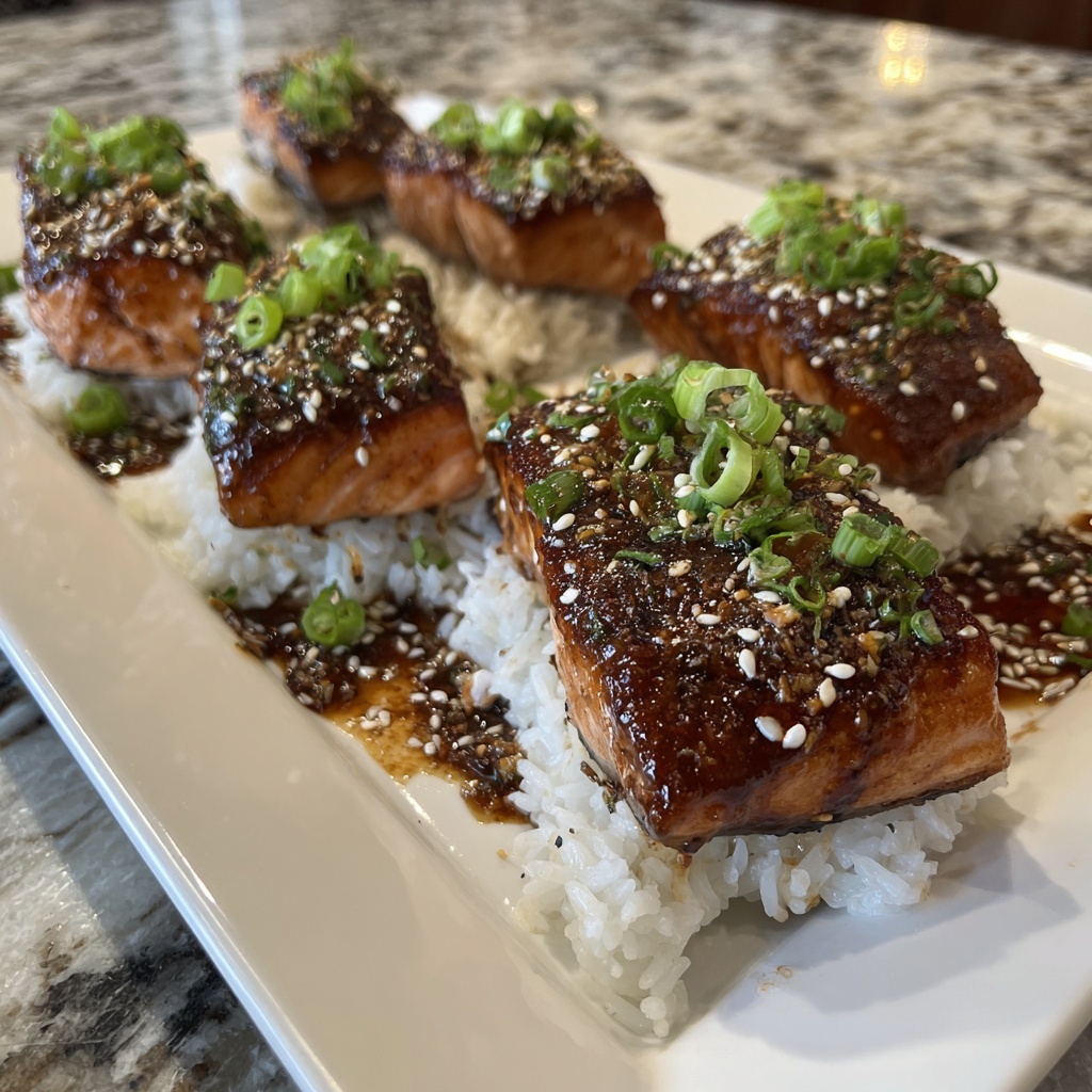 Honey Garlic Salmon Bites Recipe - Recipe Image