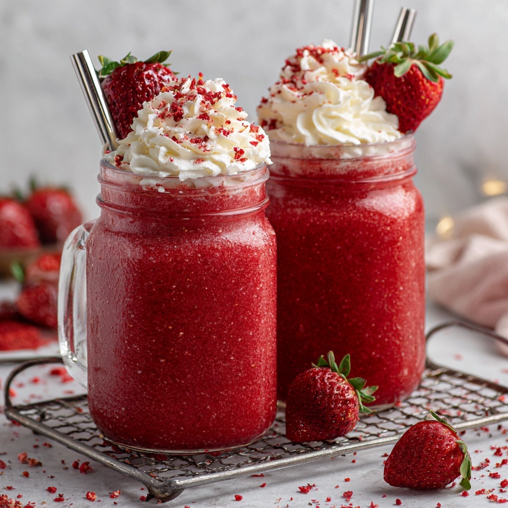 Strawberry Slushie with Vegan Italian Meringue Recipe - Recipe Image
